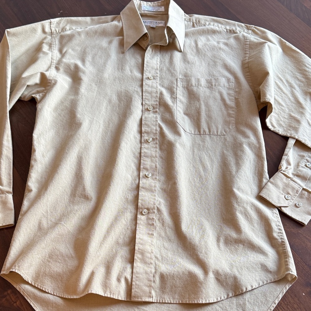 Givenchy Men's Beige Button-Up Shirt - 14 1/2 32/33 - classique vintage